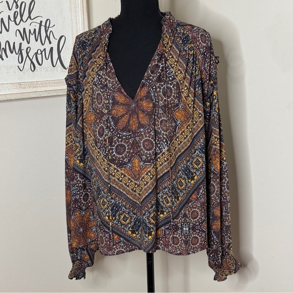 Free People Little Runaway Top Boho Festival Peasant Hippie Ruffle Size M